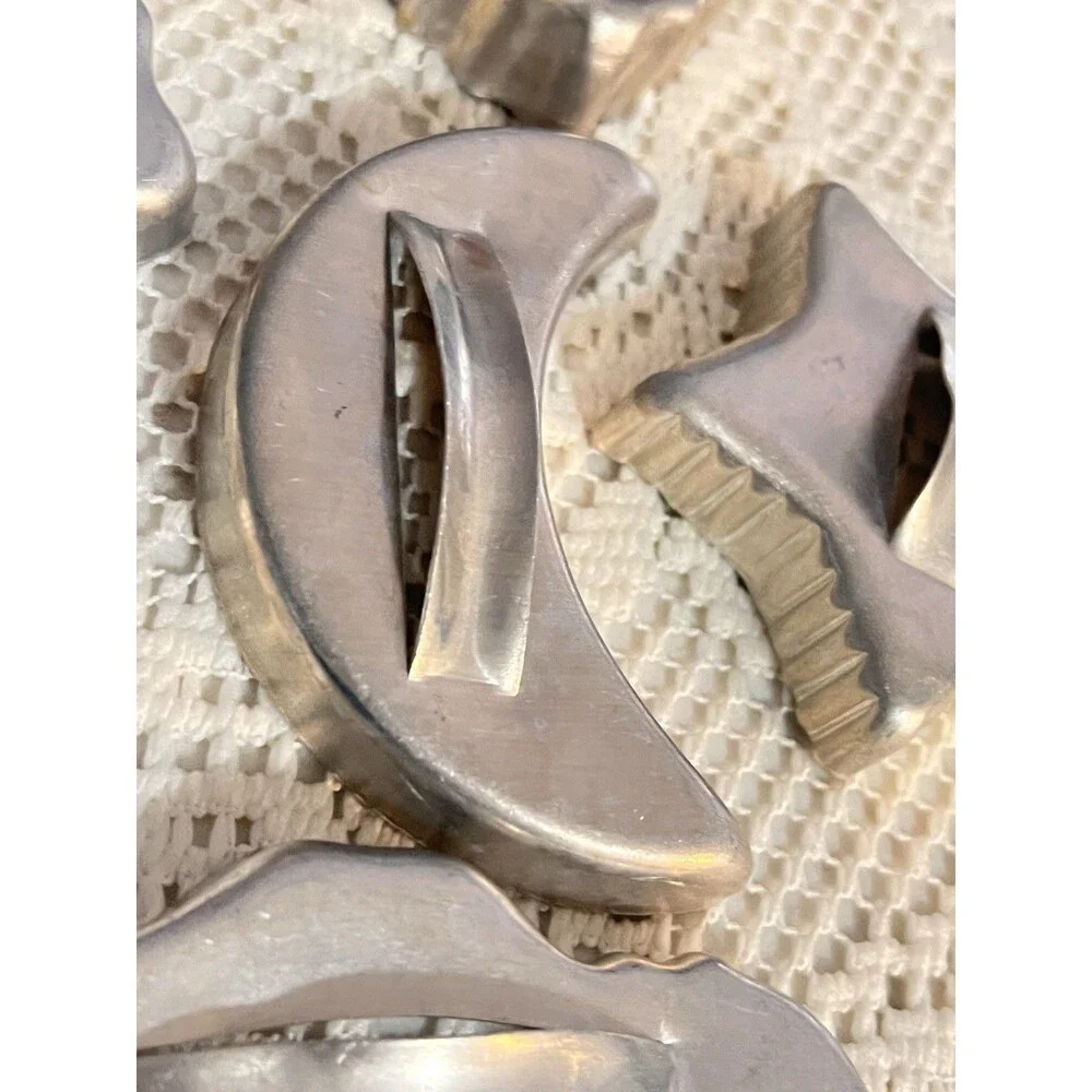 Vintage Aluminum Christmas Cookie Cutter Set Santa Tree Heart Moon Star 5 Pc